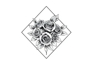 Small Roses filing up the inside of an elongated diamond shape tattoo idea