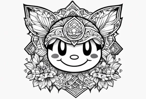 kirby smiling inside a long shinning crystal tattoo idea