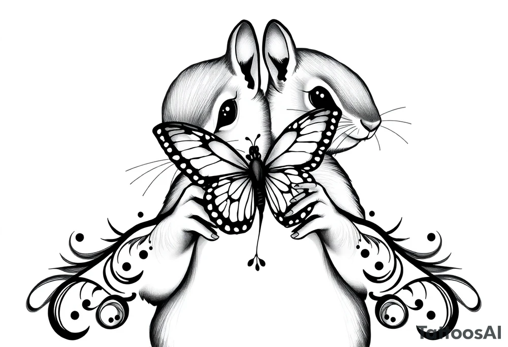 A Squirrel with a butterfly in hands tattoo idea
