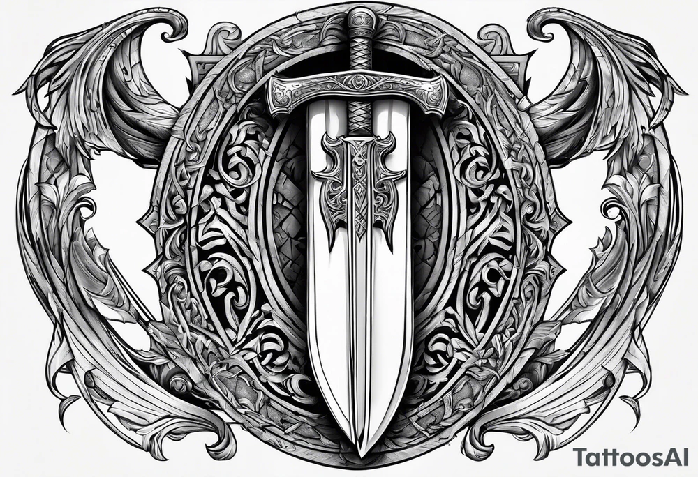 Valhalla gates sword  axe tattoo idea