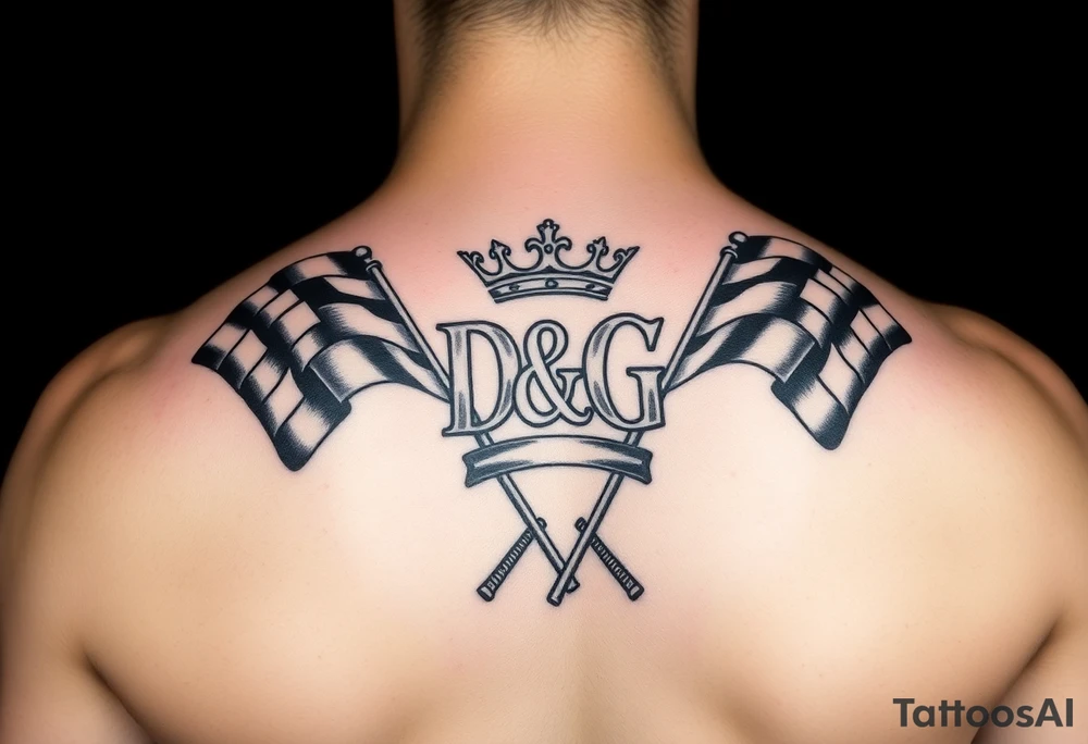 D&G with a crown and racing flags tattoo idea