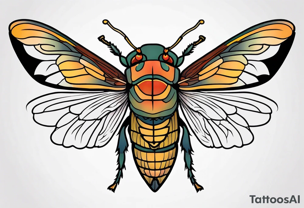Neo traditional cicada tattoo idea