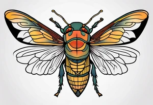 Neo traditional cicada tattoo idea