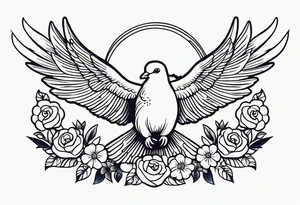 dove

vintage tattoo style old school traditional bold color simple with flowers surrounded tattoo idea