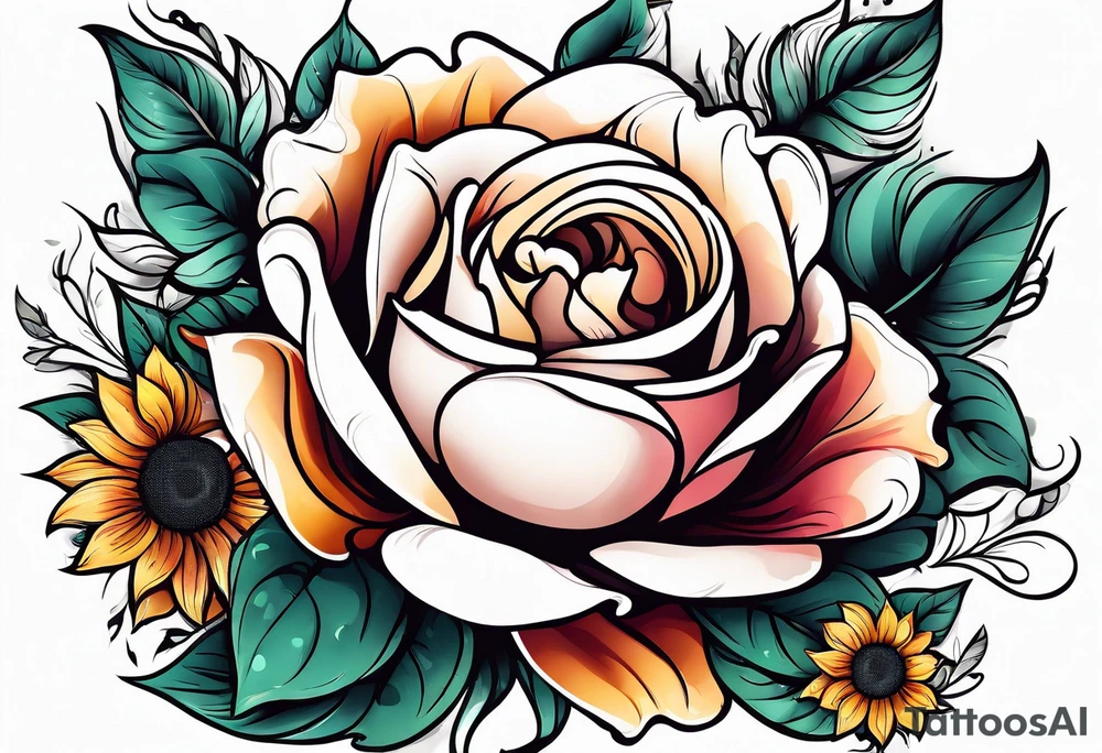 flower rose , sunflower, animal tattoo idea