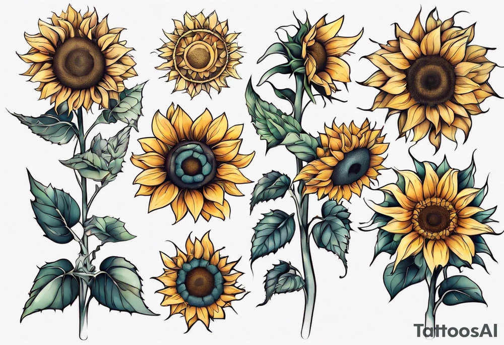 Seven sunflowers tattoo idea