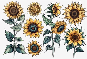 Seven sunflowers tattoo idea
