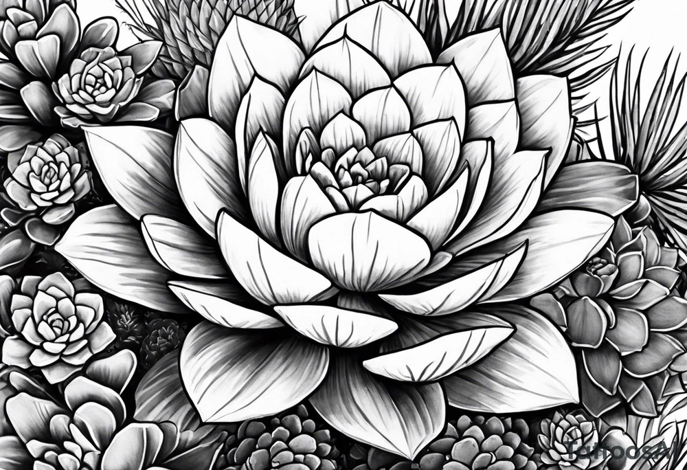 Mexican beach flora succulents and cactus tattoo idea