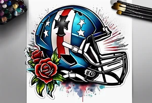 Cross with american football laces tattoo idea