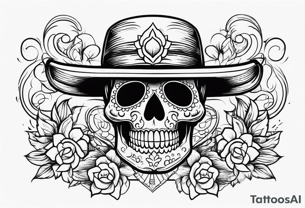 Mexican skull with smoke coming from the bottom tattoo idea