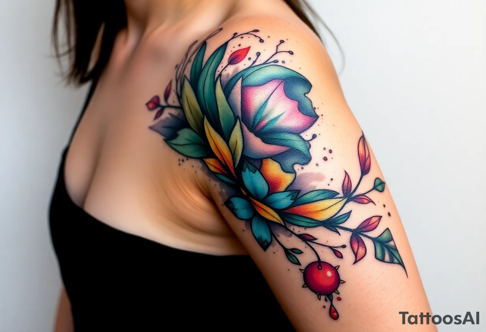 A tatuagem deve expressar força, liberdade e conexão com a multiplicidade da vida, incorporando elementos abstratos e fluidos, com linhas que sugiram movimento e transformação contínua. Evite clichês e busque um design original e significativo. Utilize técnicas de miimalismo, pontilhismo e aquarela. tattoo idea