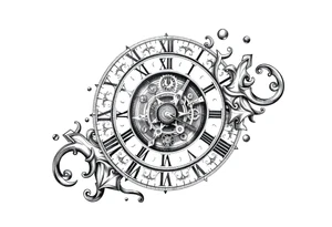vintage roman numerals within ornate clockwork mechanism tattoo idea