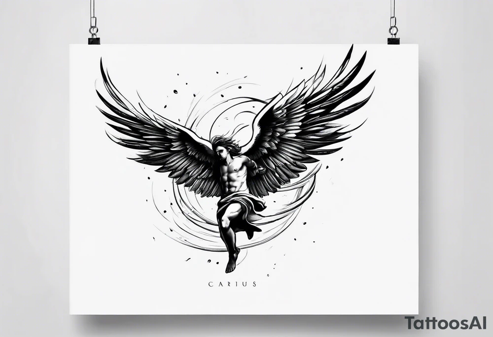 simple icarus falling small tattoo idea