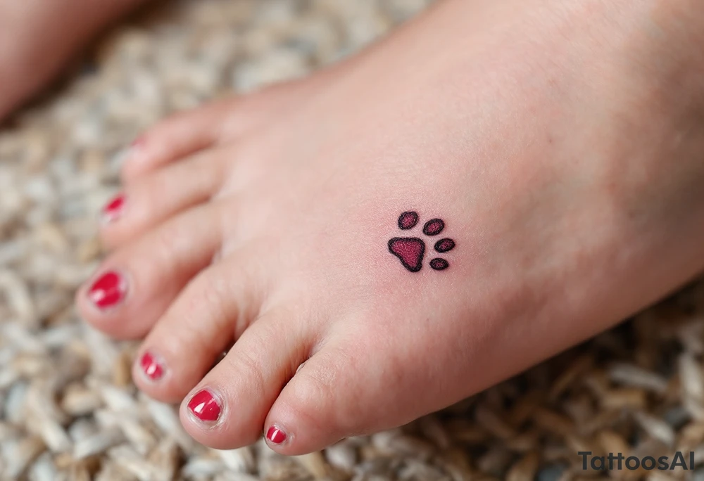 Heart-Shaped Paw Prints – Each toe pad and heel arranged to form a small heart, inked in soft pinks and reds, a tribute to a beloved cat. tattoo idea