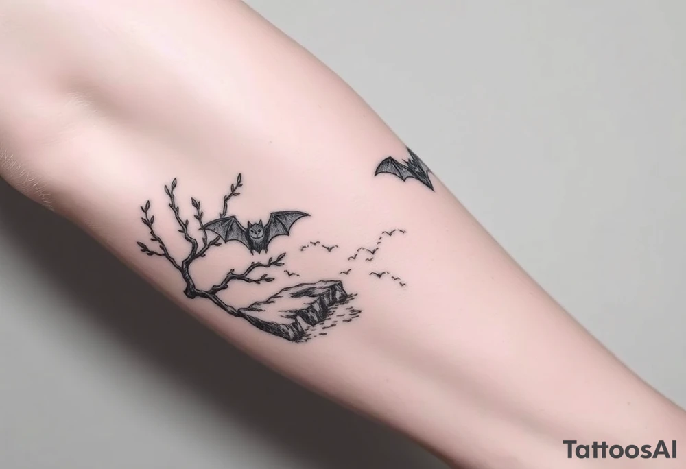 Bats,vines,river,cave tattoo idea