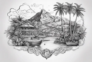 la carte de la guadeloupe française tattoo idea