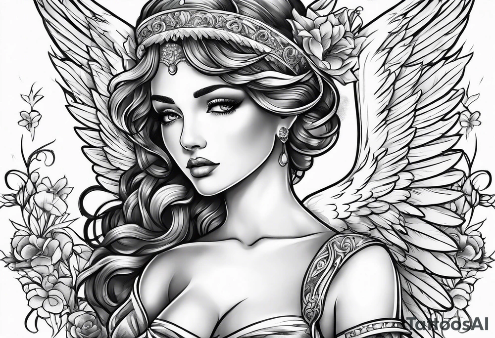 Beautiful angel in underwear tattoo idea