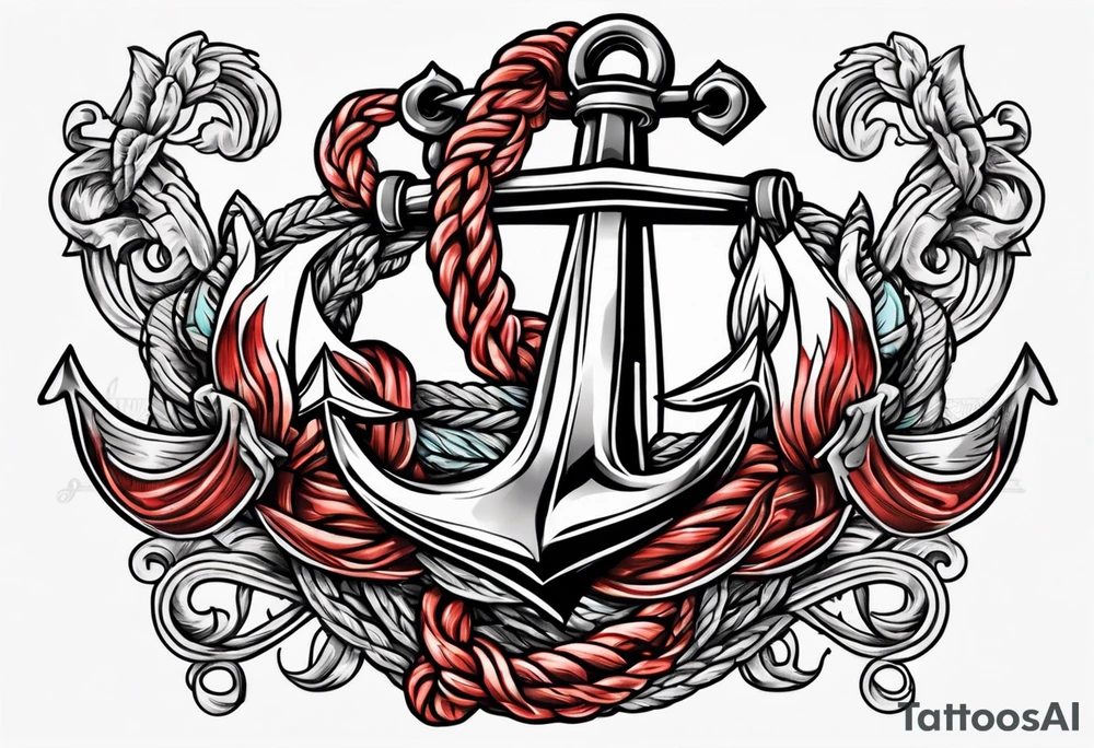 old school anchor with rope wrapped around anchor and banner across anchor tattoo idea