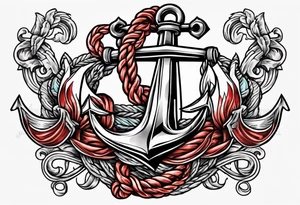 old school anchor with rope wrapped around anchor and banner across anchor tattoo idea