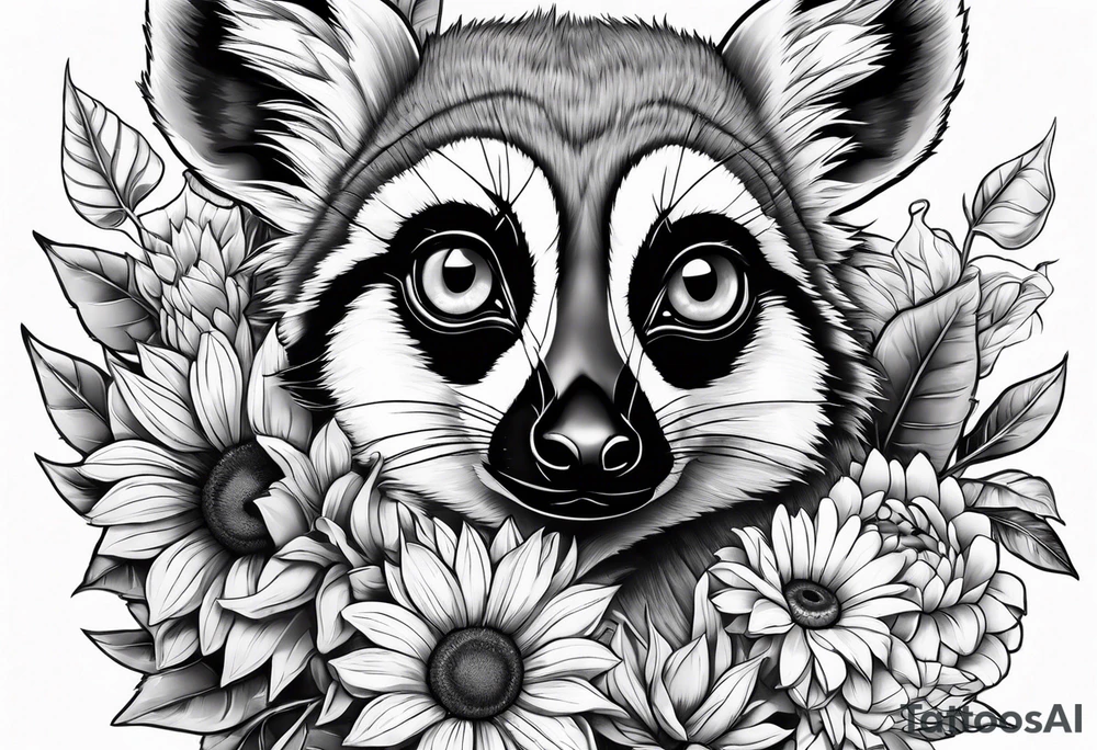 Lemur and sunflower tattoo idea