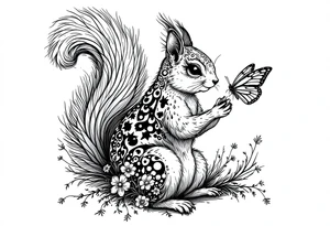 A squirrel holding a butterfly tattoo idea