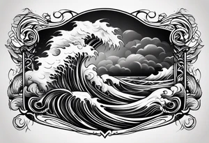 rib tattoo, stormy, waves and storm like tattoo idea