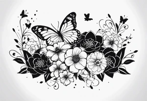 Life to death sleeve with butterflies and flowers tattoo idea