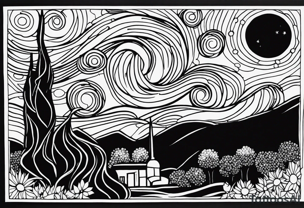 starry night van gogh tattoo idea