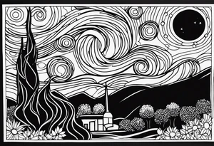 starry night van gogh tattoo idea