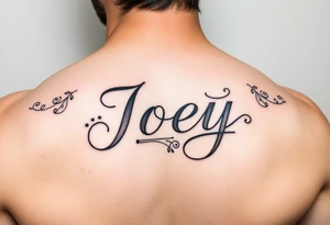 Ornamental tattoo stencil with the name Joey incorporated into the linework tattoo idea