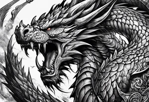 barbarian fighting dragon tattoo idea