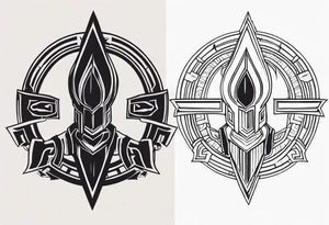 Ancient spartan in a trinity symbol tattoo tattoo idea