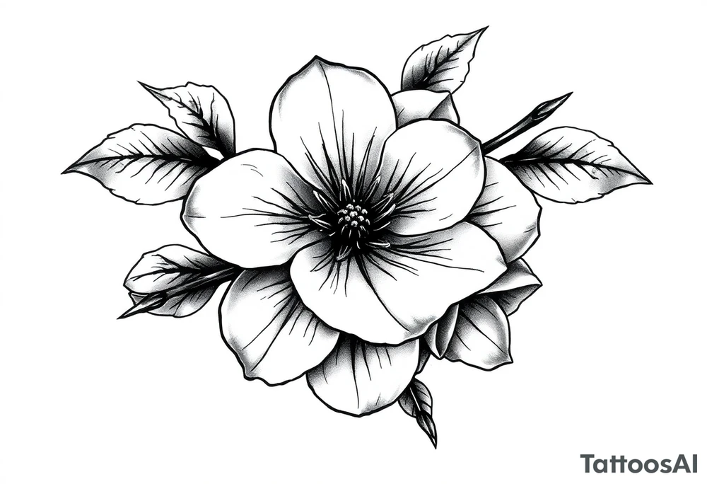 Cherry blossom with round petals tattoo idea