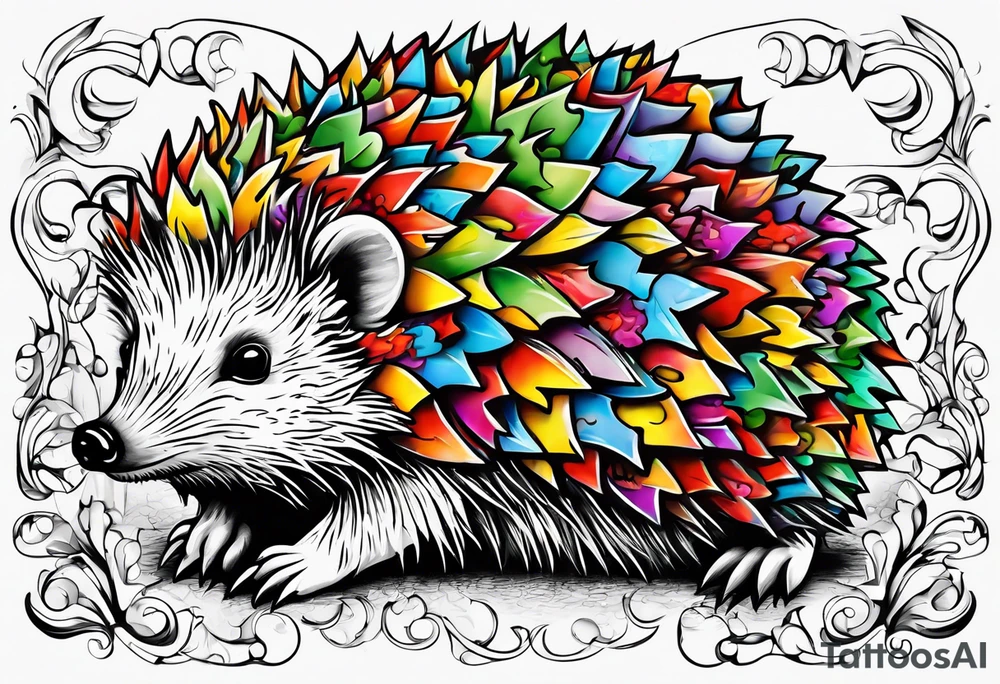 Autism Awareness Hedgehog puzzle piece tattoo idea