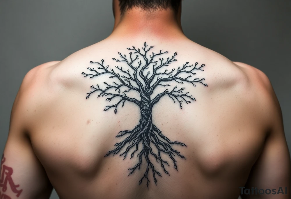 Tree, roots, branches - a lively organic style, combined with the official scheme of sephirot. tattoo idea