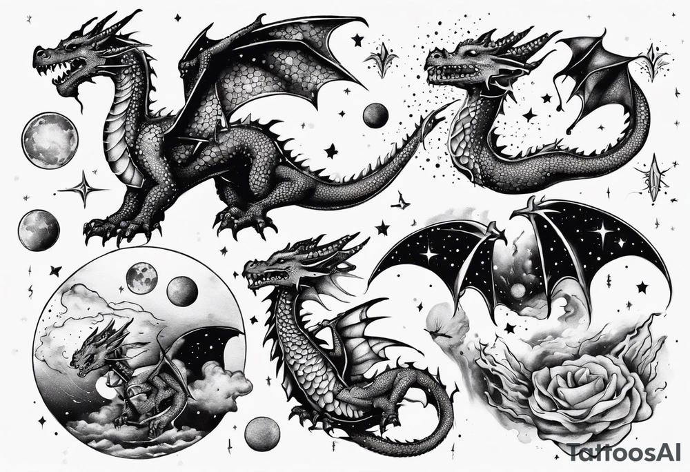 Dragon out in space tattoo idea