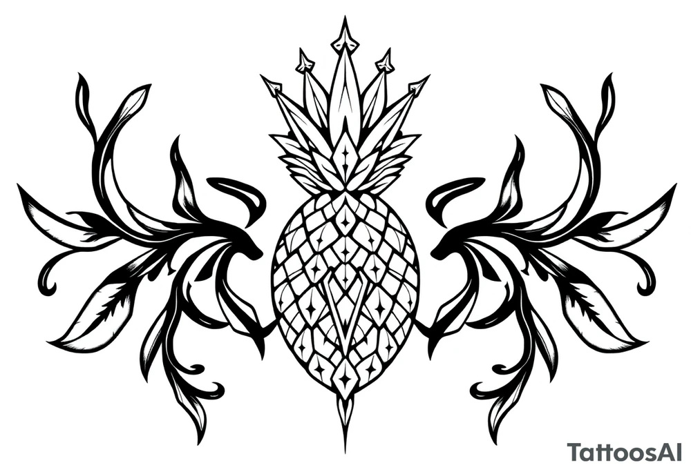 Majestic ,crown pineapple vagina and anus tattoo idea