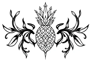 Majestic ,crown pineapple vagina and anus tattoo idea