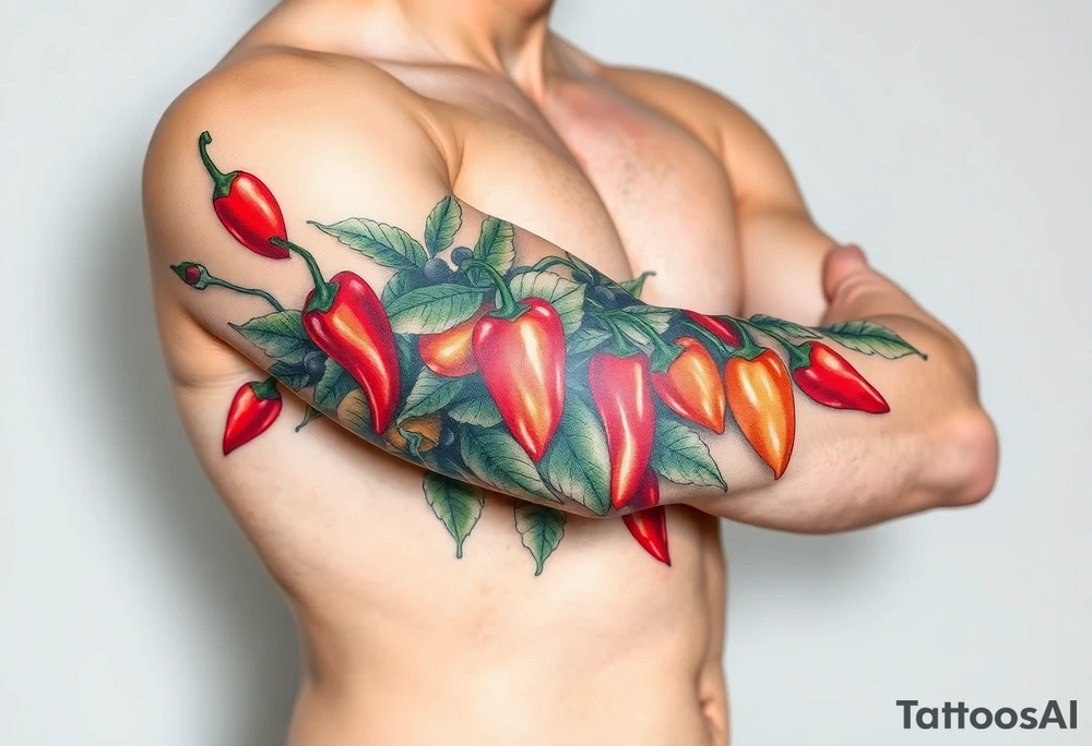 Super hot pepper plants tattoo idea