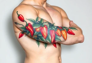 Super hot pepper plants tattoo idea