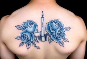 Blue roses and candles, water tattoo idea