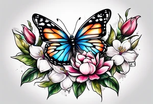 Butterflies and magnolias tattoo idea