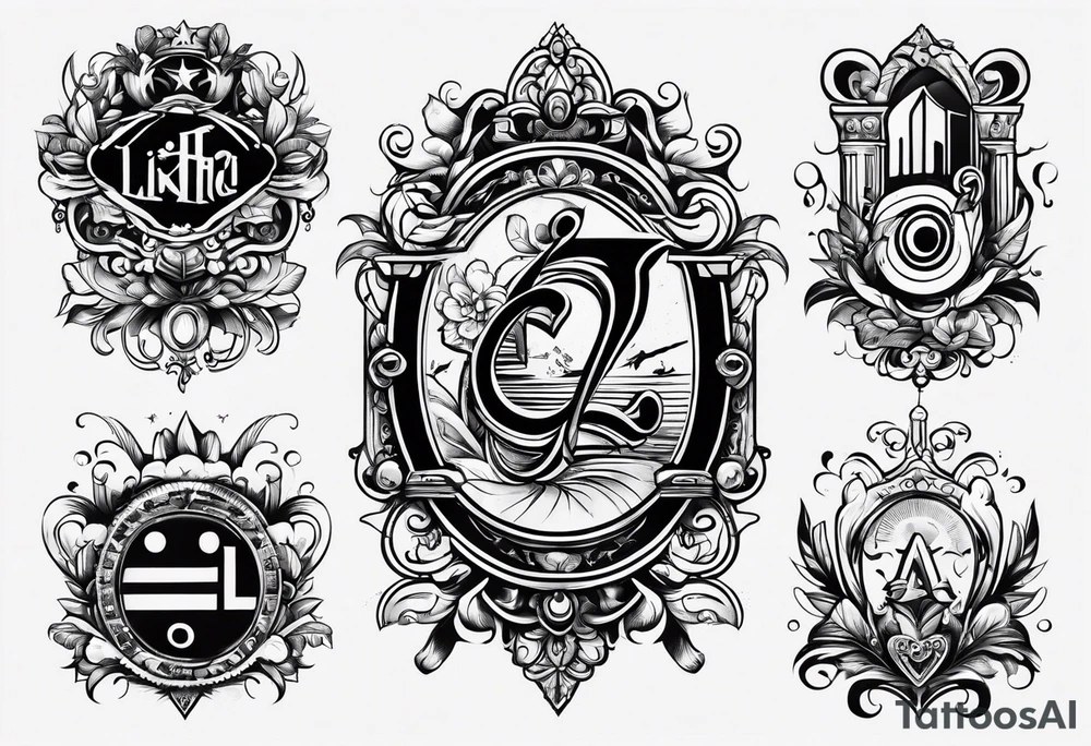 Musical theme ratio with letters L and R tattoo idea
