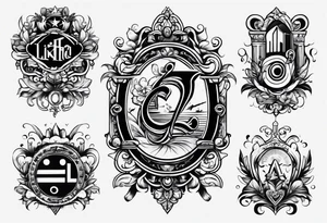 Musical theme ratio with letters L and R tattoo idea