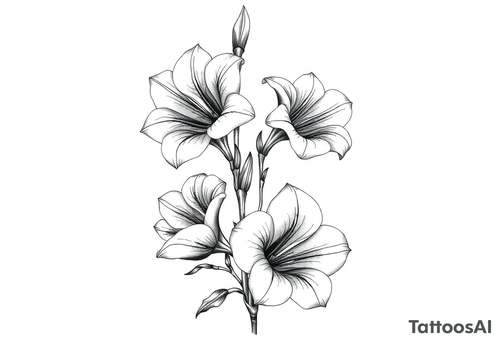 4 Large gladiolus stem flower tattoo idea