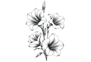 4 Large gladiolus stem flower tattoo idea