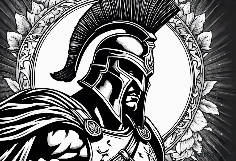 Spartan soldier looking strong in the middle of fighting tattoo idea