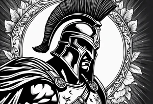 Spartan soldier looking strong in the middle of fighting tattoo idea