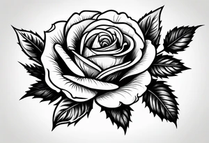 Rose flower with holly stem tattoo idea