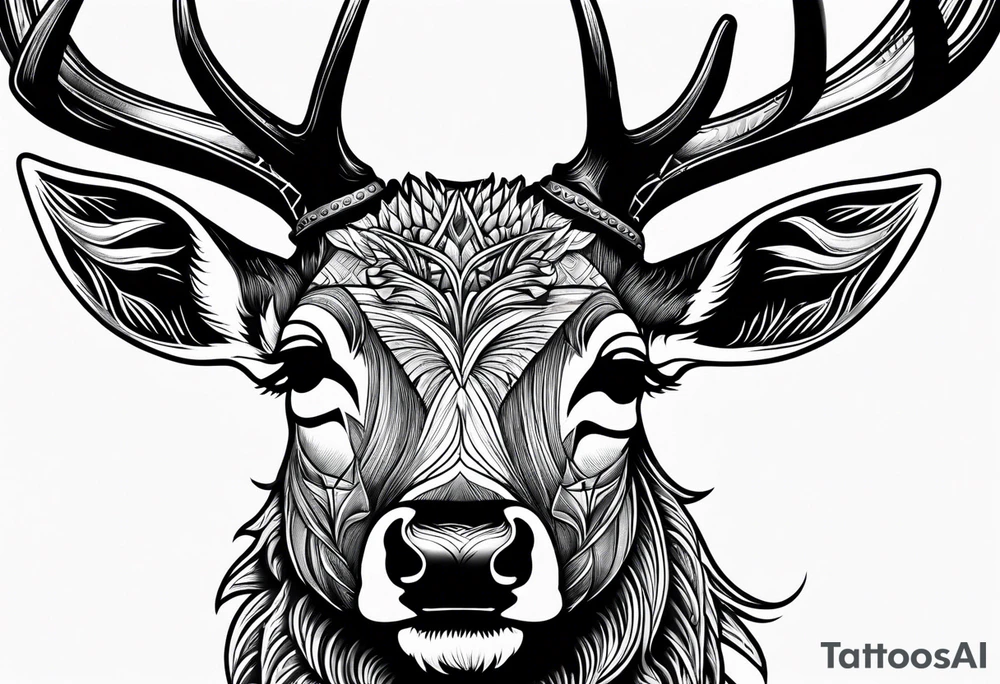 A deer baring fangs tattoo idea